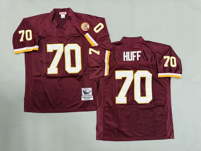 Men 2025 Washington Redskins 70 Huff red Throwback Limited NFL Jersey style 002